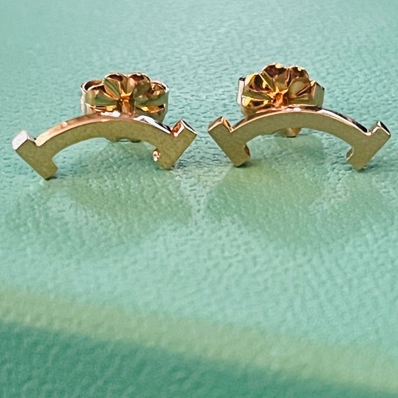 Authentic Tiffany & Co Rose Gold Smile Earrings - Picture 2 of 6